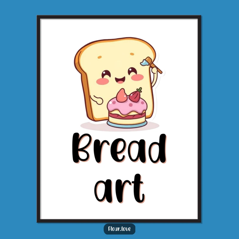 Funny Bread Frosting Digital Art - Smiling Baker Printable for Sweetness
