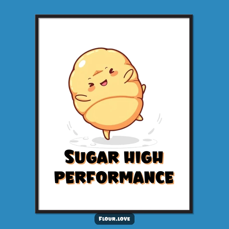 Funny Croissant Cartwheel Digital Print: Instant Whimsy for Your Walls